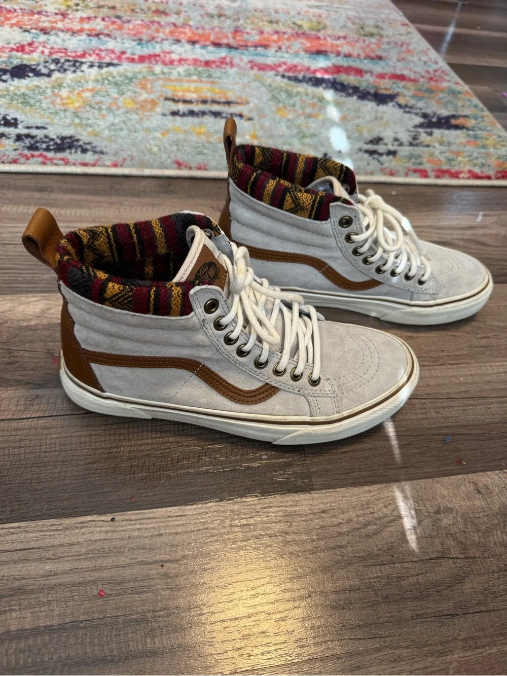 Vans Sk8-Hi MTE Knit Geo High-Top Suede Sneakers in Light Gray Size 6.5M/8W